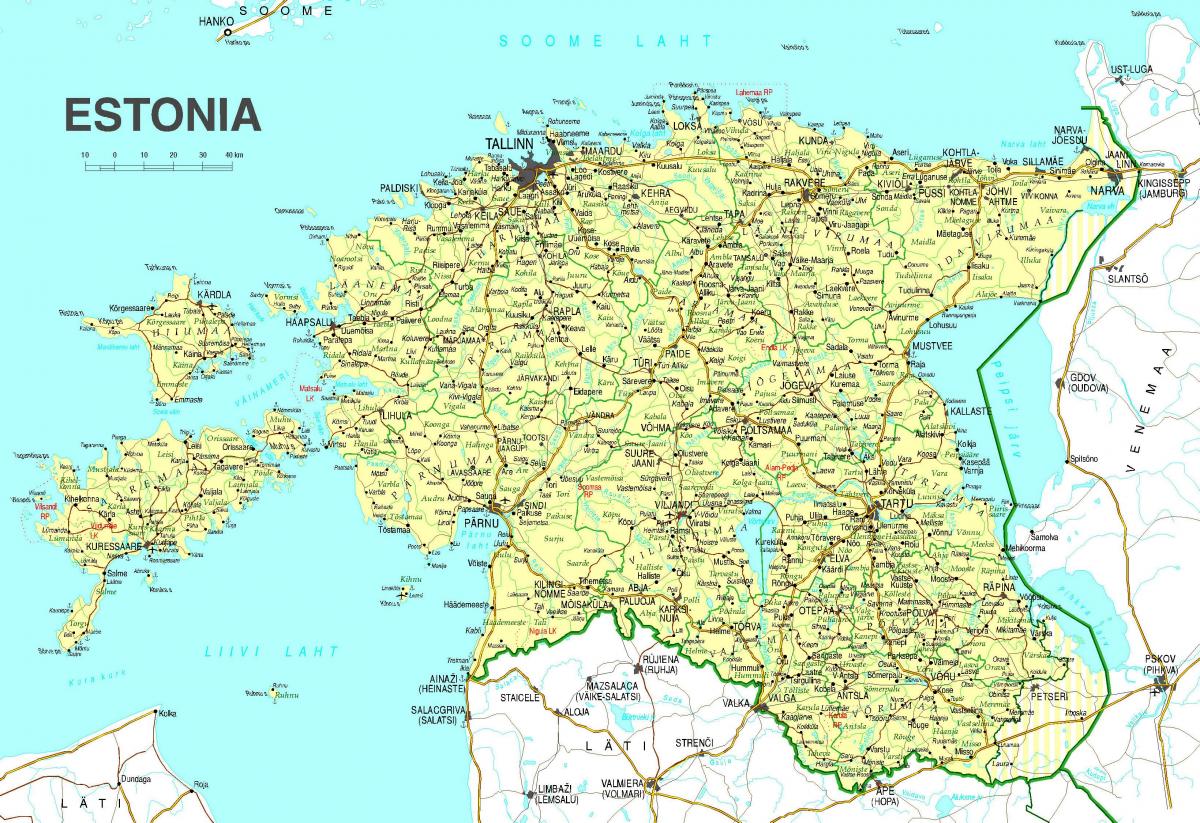 מפה של אסטוניה הכביש