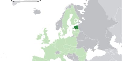 אסטוניה על המפה של אירופה.