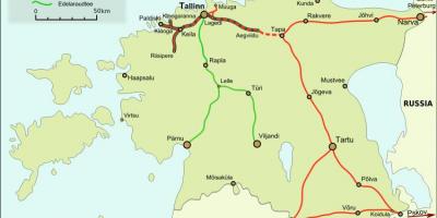 המפה של רכבת אסטונית
